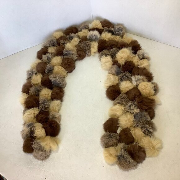 Valerie Stevens 100% Rabbit Fur Scarf Made In Italy 48" Long Multicolor - Picture 1 of 6